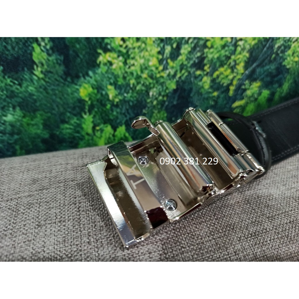 Thắt lưng bảo vệ da màu đen mặt vàng kèm hộp - TLHX