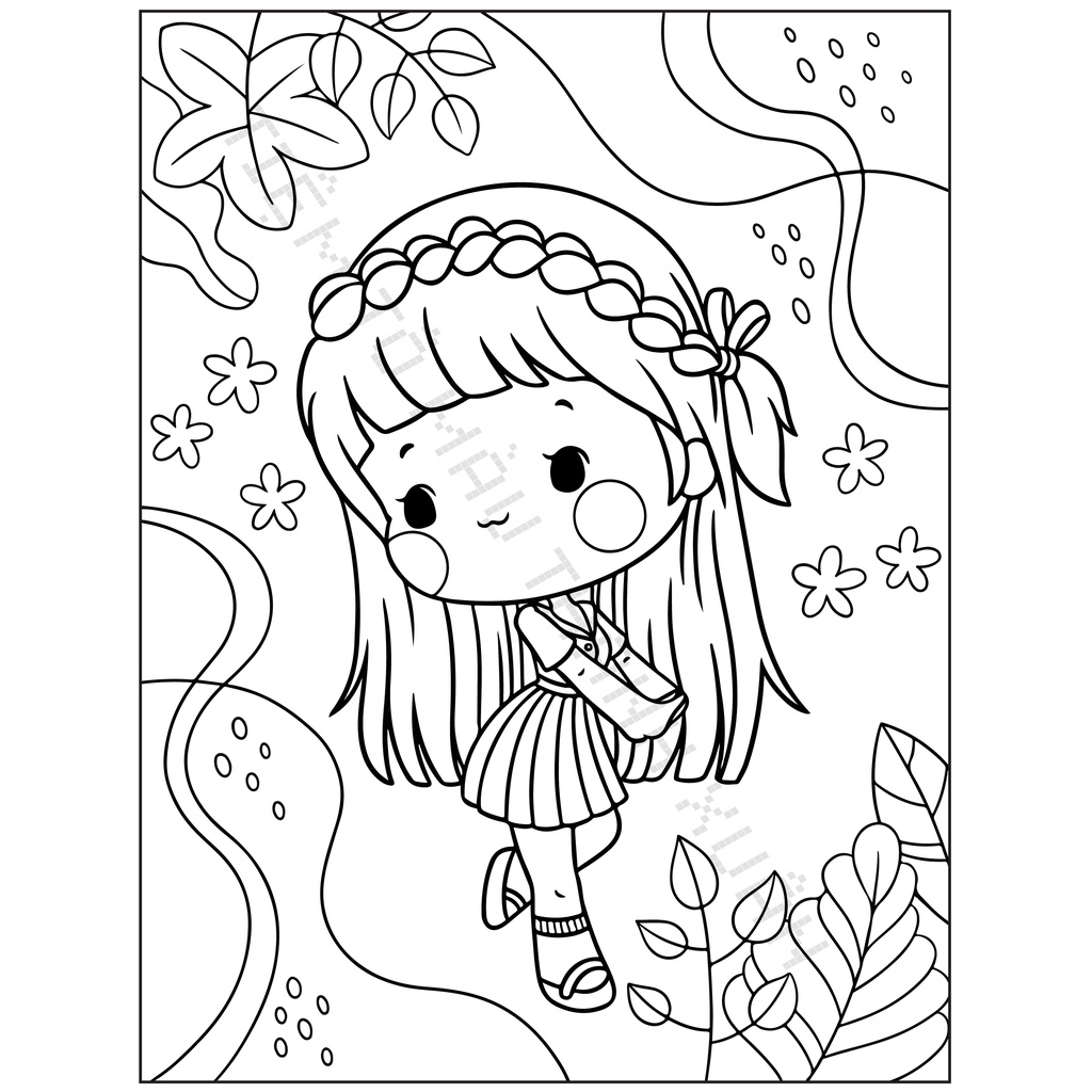 Set 20 Tờ Tranh Tô Màu Hình Bé Gái Đáng Yêu Tô Màu Sáp, Màu Chì - Tiệm Tô Màu Thanh Xuân