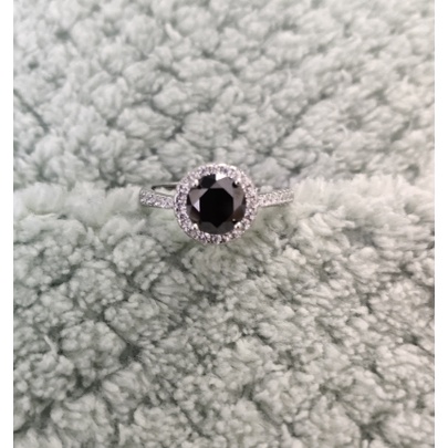 Nhẫn bạc sterling 100% S925 sterling bạc 100% có thể điều chỉnh hình kim cương thanh lịch cho nữ 1 carat