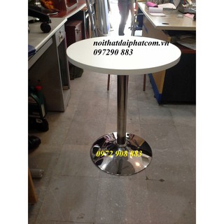 Bàn cafe chân trụ Mạ CB45 mặt gỗ màu trắng