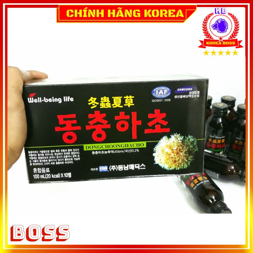 Nước đông trùng hạ thảo hàn quốc, Đông trùng hạ thảo hộp 10 chai, Korea Boss