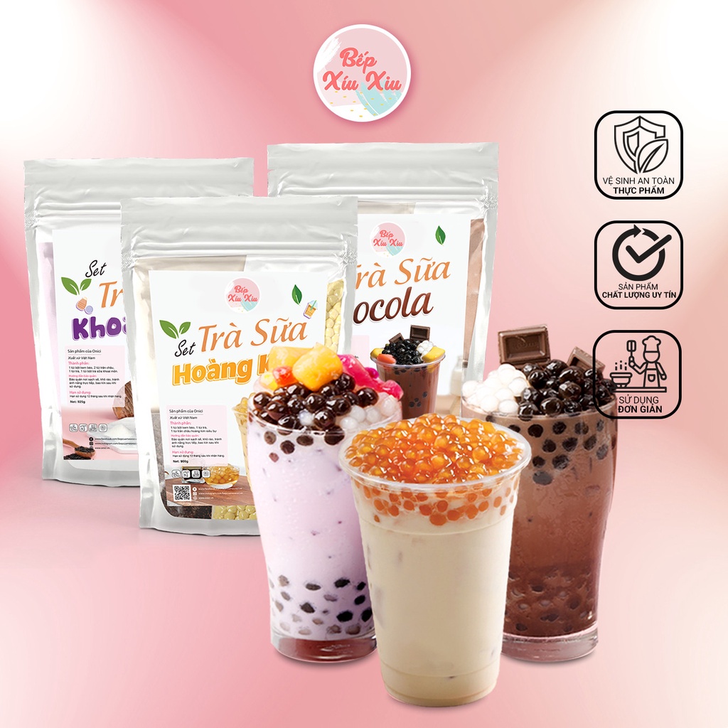 Set trà sữa phúc long, thái xanh, thái đỏ tự pha Bếp Xíu Xiu nguyên liệu dung thử thành phẩm 5-7 ly