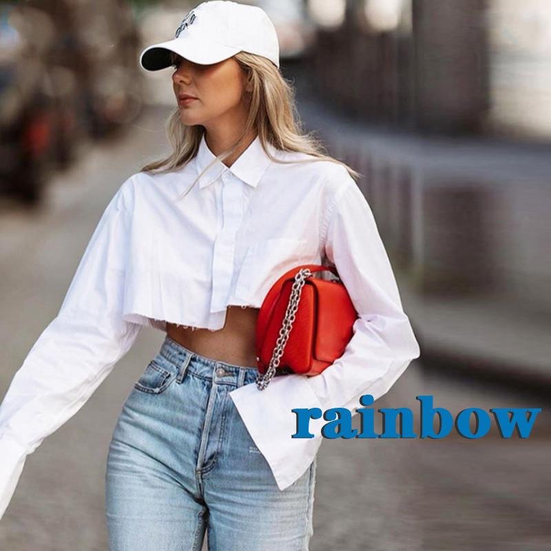 Áo Lửng Trễ Vai Màu Sắc Cầu Vồng Thời Trang Dành Cho Nữ