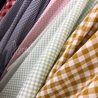 Vải caro nhún sắc màu may scrunchies