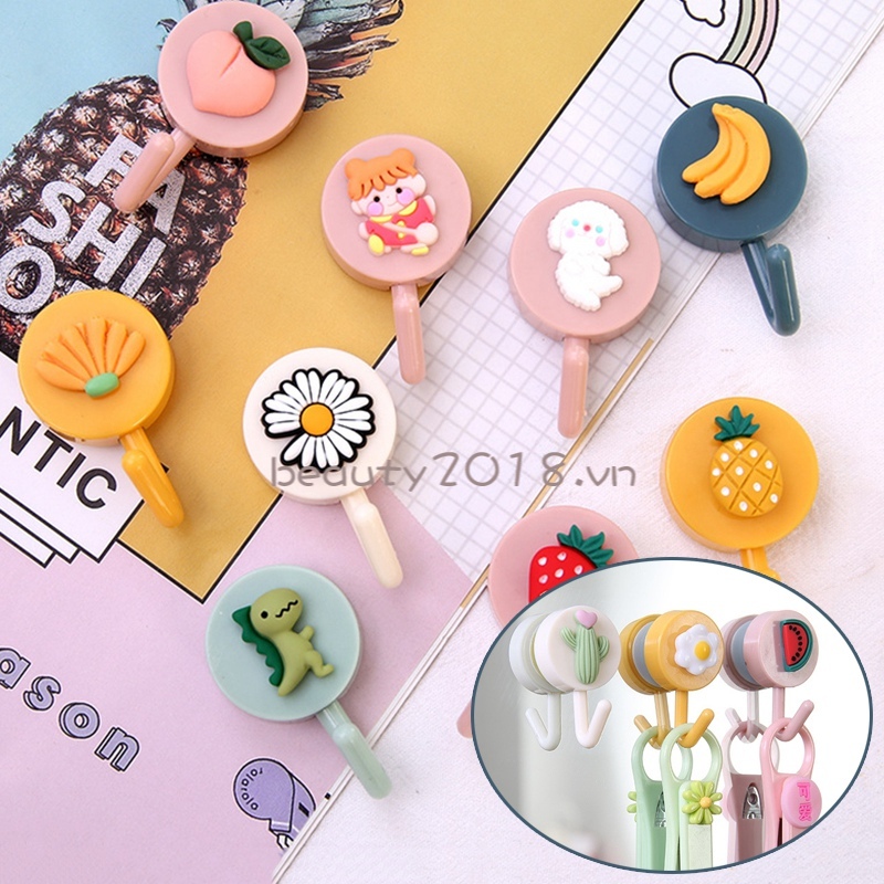 Móc dán tường siêu dính không đóng đinh phong cách hoạt hình cho nhà bếp/ phòng tắm