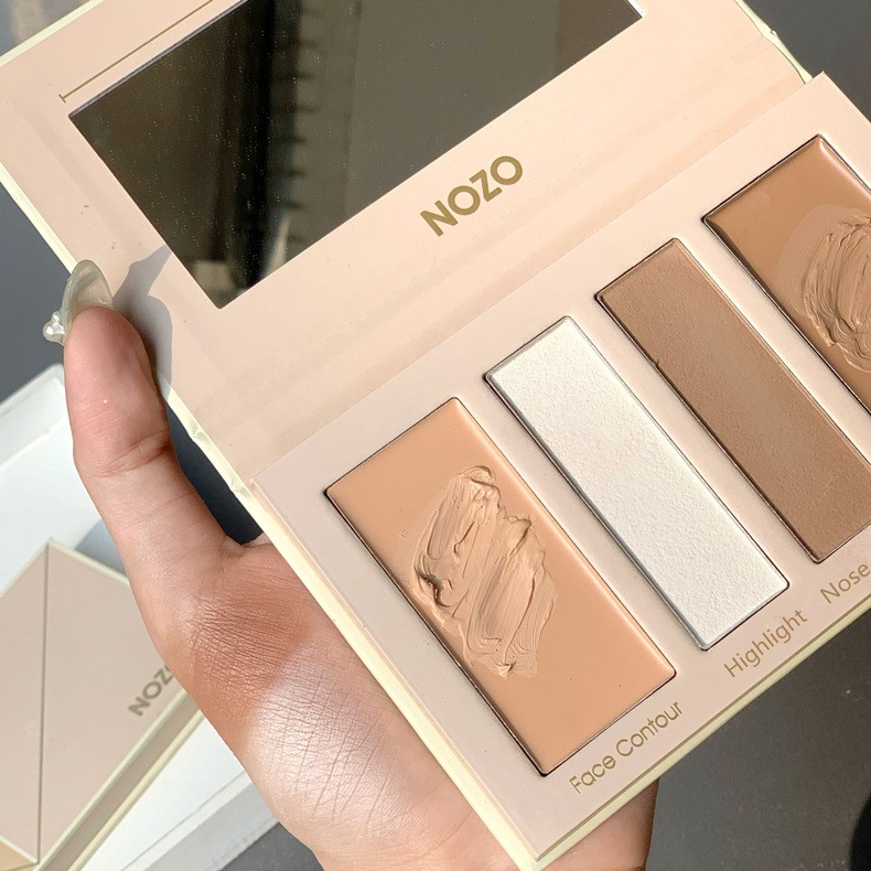 Bảng Tạo Khối 4 Ô Kem + Phấn Lì Kết Hợp Nozo Contouring