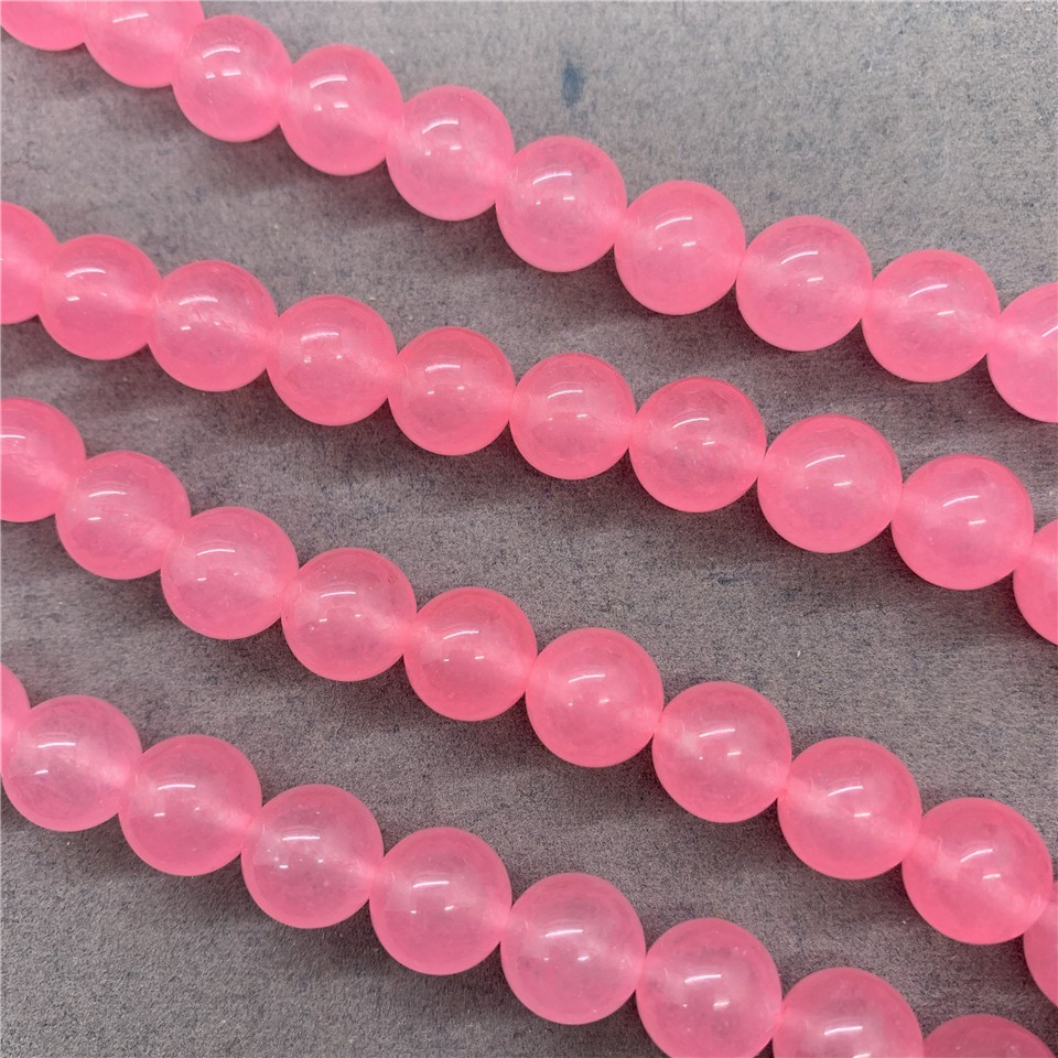 Chuỗi hạt đá Jasper Chalcedony màu hồng 4-12mm làm nữ trang