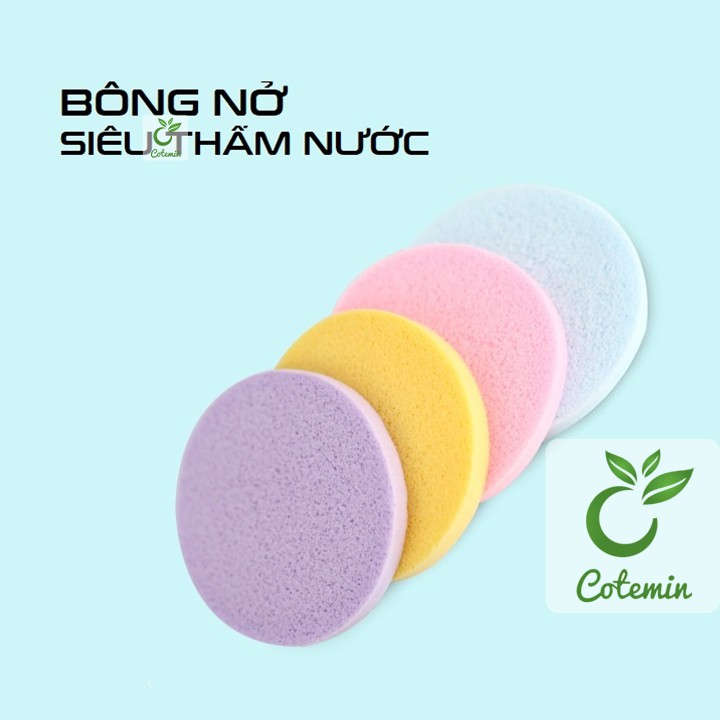 COMBO 10 gói Bông nở bọt biển rửa mặt 12 miếng CHIVEY nhiều màu COTEMIN