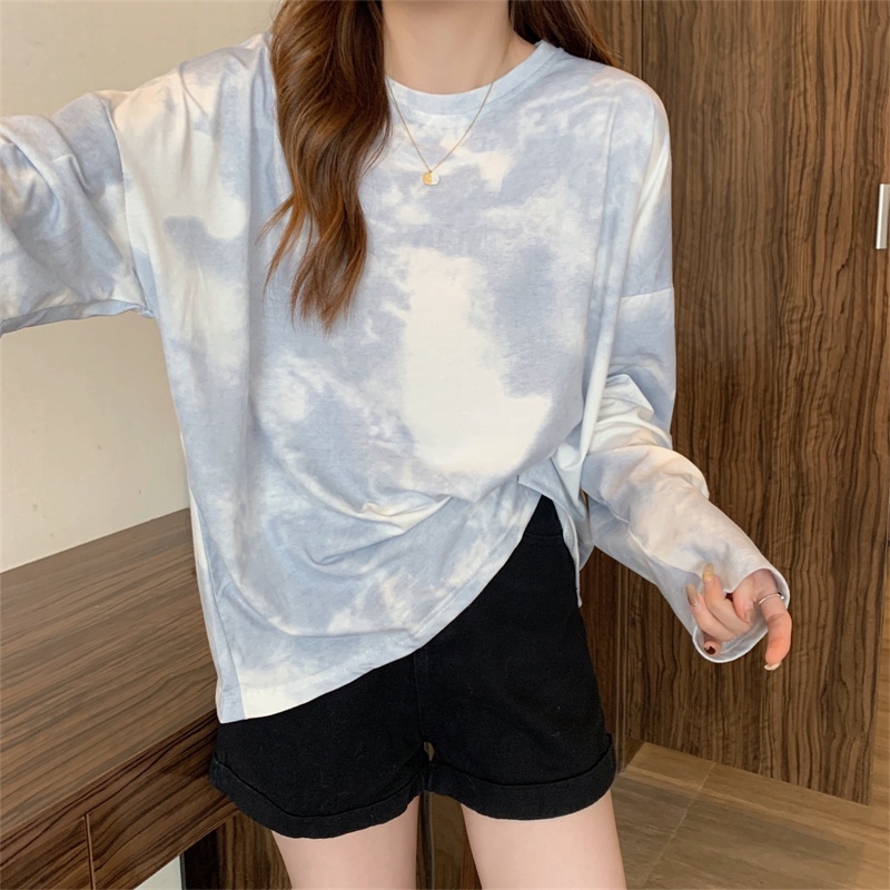 SUXI Áo Thun Nữ Cổ Tròn Dài Tay Kiểu Hàn Quốc Thích Hợp Cho Mùa Thu