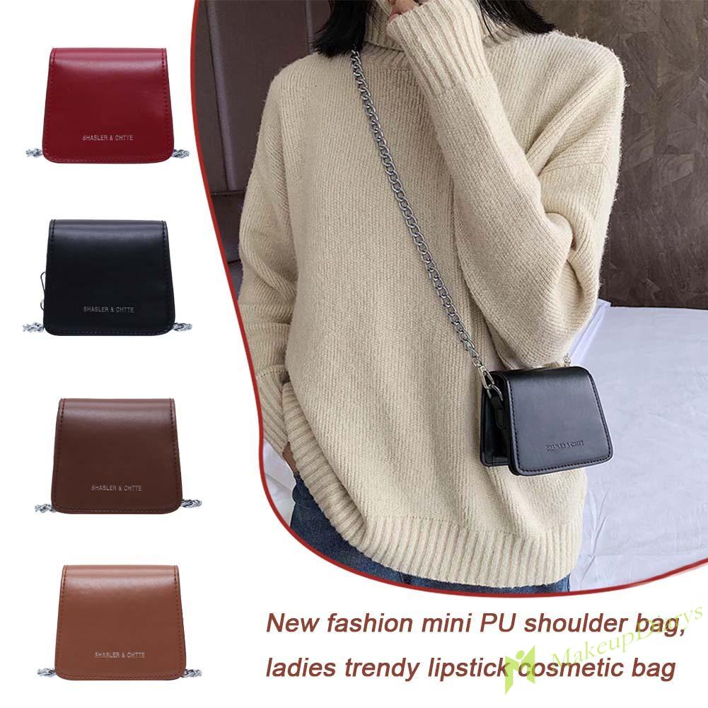 Túi đeo chéo vai bằng da kích thước nhỏ phối chữ thời trang cho nữ