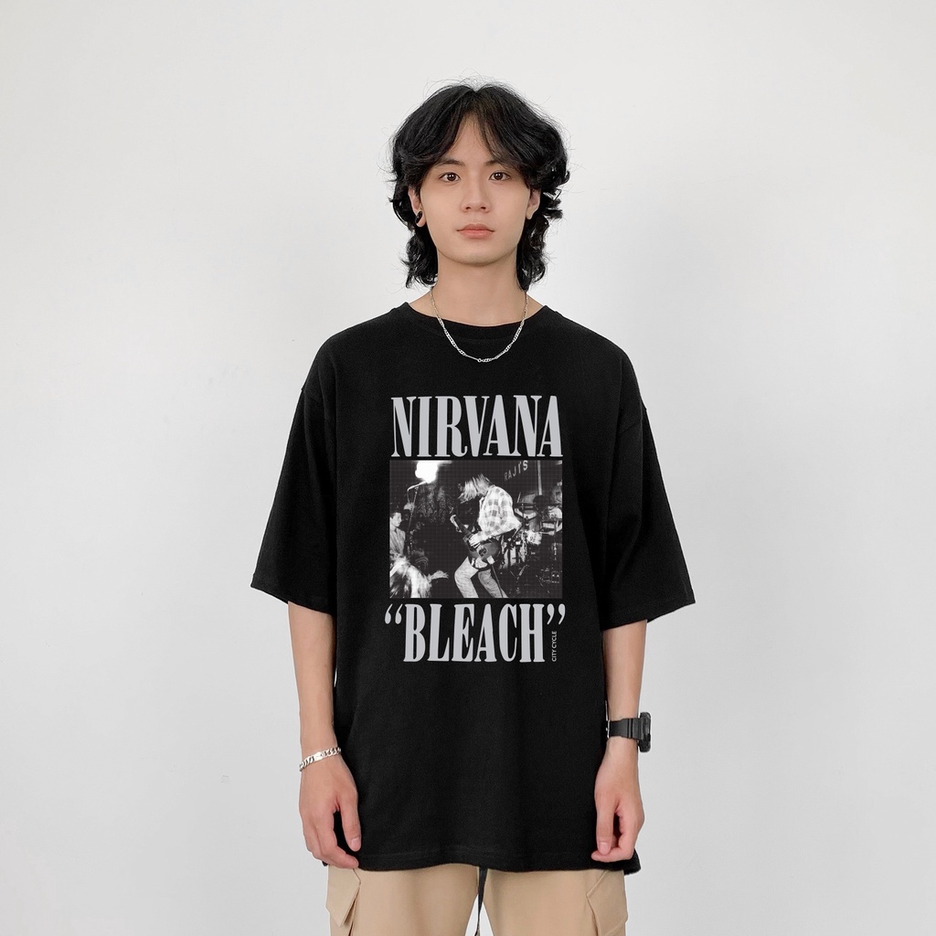 Áo thun nam nữ Nirvana Bleach City Cycle - Áo thun tay lỡ Unisex form rộng Local Brand