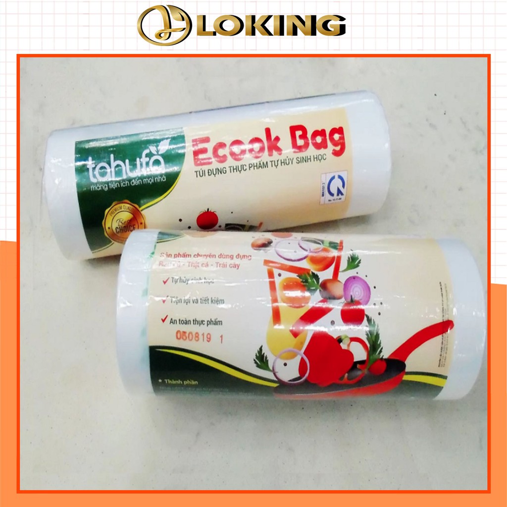 Túi bọc thực phẩm, cuộn túi đựng thực phẩm EcookBag sạch sẽ tự phân huỷ loại 250g, KT 20x30 - LOKING