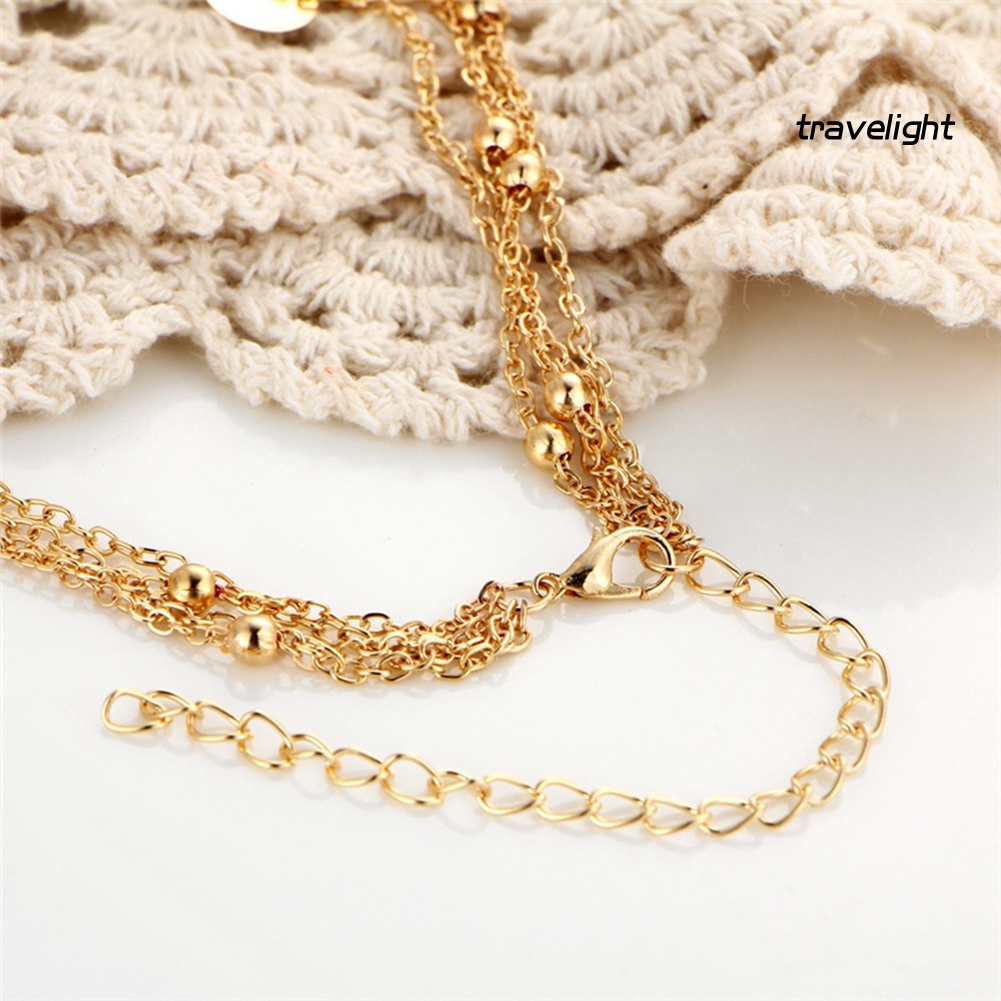 Vòng Cổ Choker Nhiều Lớp Mặt Hình Đồng Xu Phong Cách Boho Thời Trang Cho Nữ