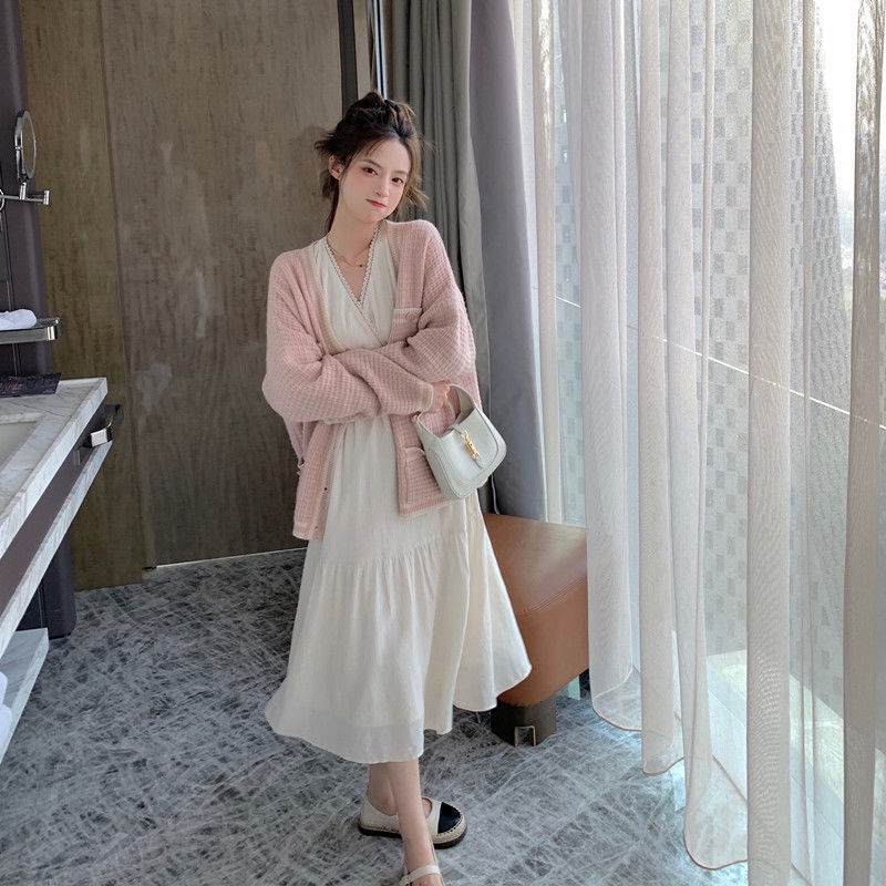 COZOK Áo cardigan Dệt Kim Tay Dài Cổ Chữ v Phong Cách Thời Trang Hàn Quốc