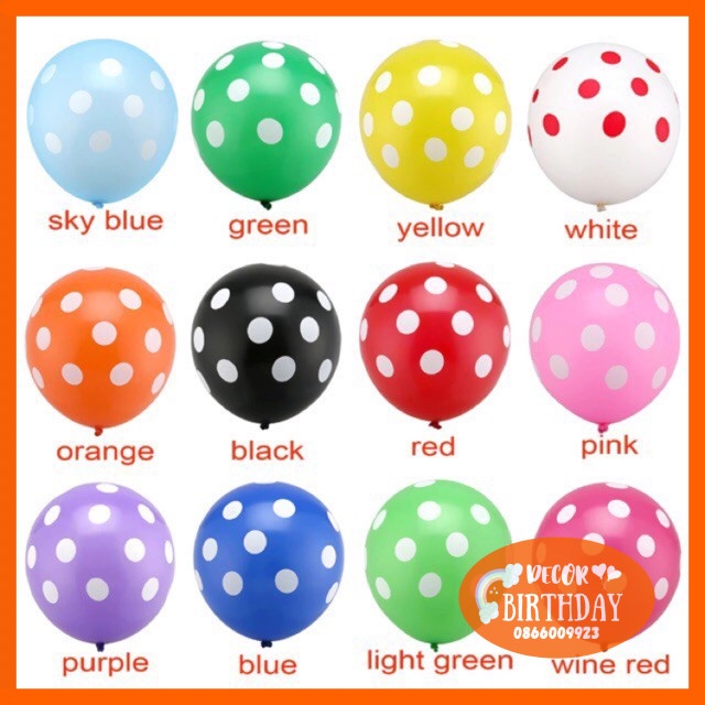Bóng Bay Trang Trí Sinh Nhật CHẤM BI Cực Xinh Cho Bé, Bóng Dày Dặn, Nhiều Màu