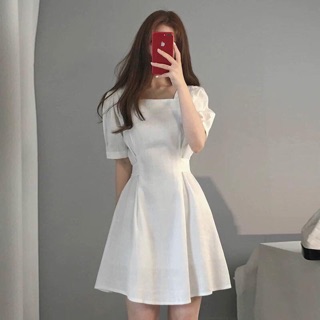 Đầm váy cổ vuông thắt nơ 2 màu (kèm hình thật)