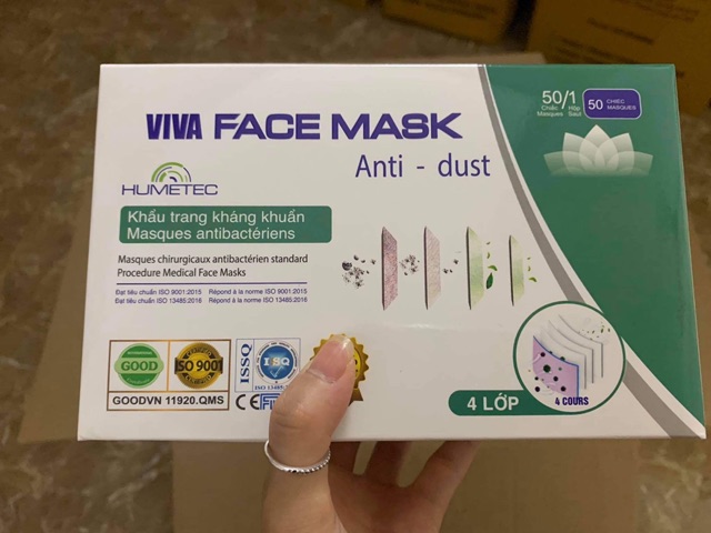 01 Chiếc Khẩu trang kháng khuẩn 4 lớp Viva facemask chống bụi bẩn , chống thấm nước