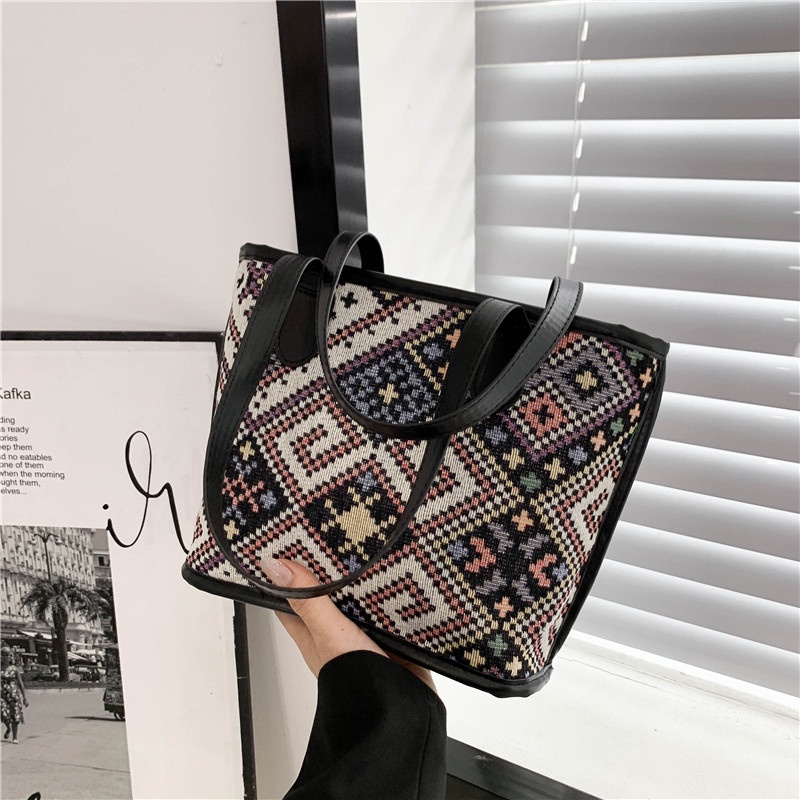 Túi Xách Cỡ Lớn Phong Cách Dân Tộc Retro Mới Cho Nữ