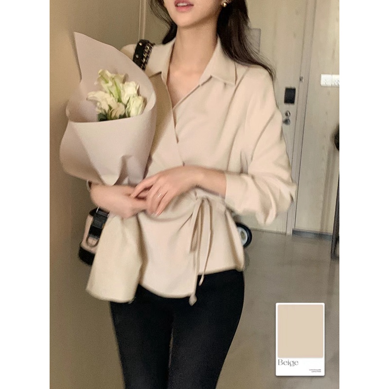 Áo Sơ Mi Tay Dài Thiết Kế Thanh Lịch Phong Cách Hàn Quốc