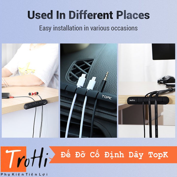 Đế Đỡ TopK Cố Định dây cáp sạc, tai nghe, dây điện, dây chuột có hỗ trợ miếng dán - Dụng Cụ Hỗ Trợ | BigBuy360 - bigbuy360.vn