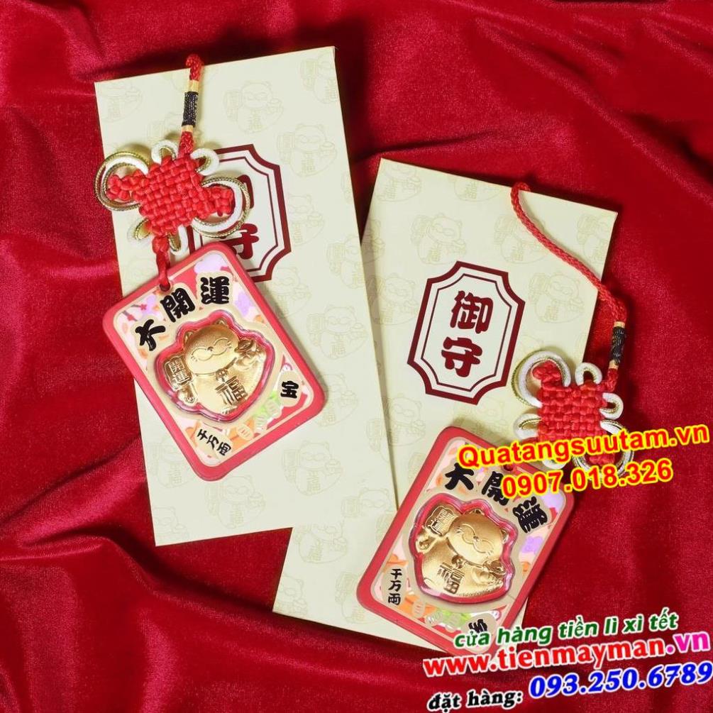 [RƯỚC LỘC] Lì Xì Mèo Thần Tài Vàng 24k May Mắn Tài Lộc (Có Dây Treo)