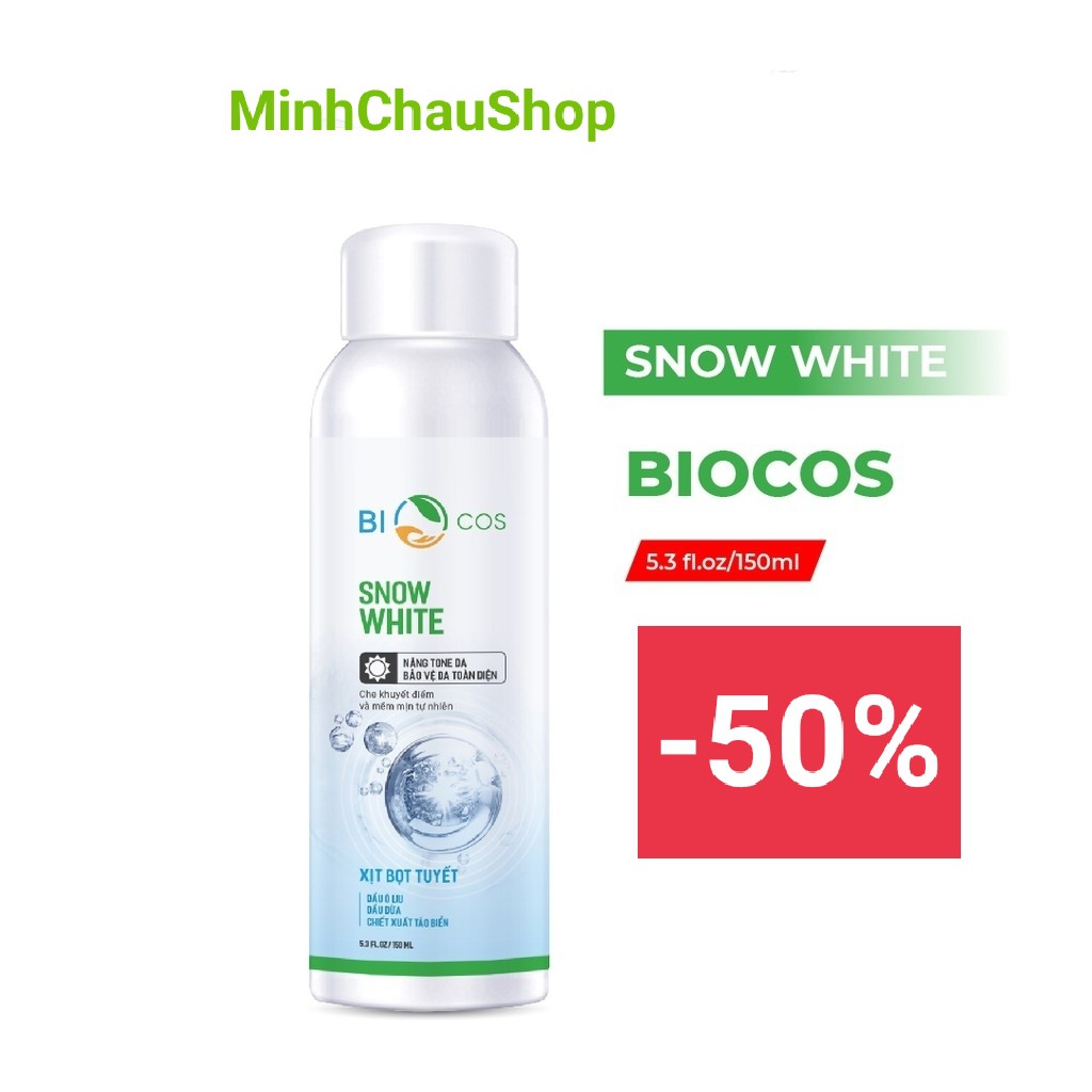 Xịt bọt lạnh chống nắng Biocos SPF50+/PA+++, trắng da, không trôi dưới nước