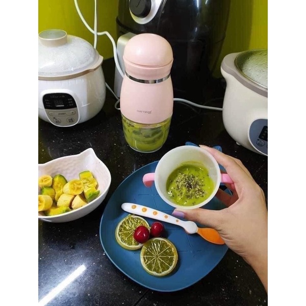 Máy Xay Đa Năng Hattiecs 6 Lưỡi Cối Thủy Tinh Cho Bé Ăn Dặm, Máy Xay Hattiecs Xay Thịt Cho Bé Ăn Dặm
