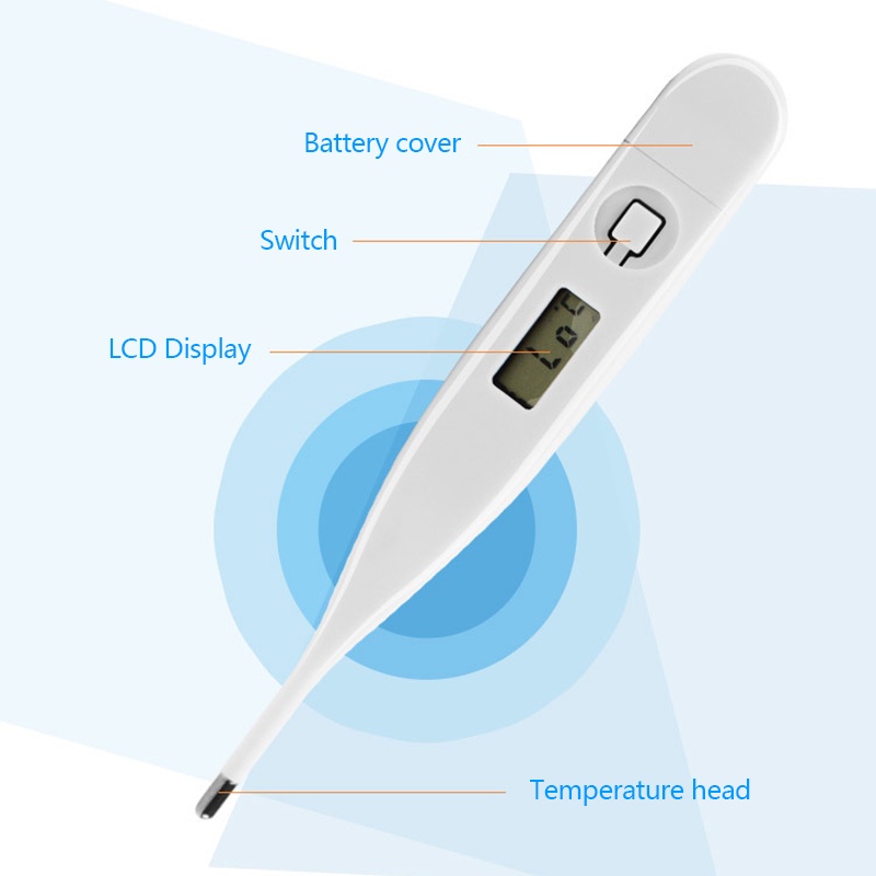 Nhiệt Kế Điện Tử LR41 Màn Hình LCD Trong Suốt Chống Thấm Nước Dành Cho Trẻ Em
