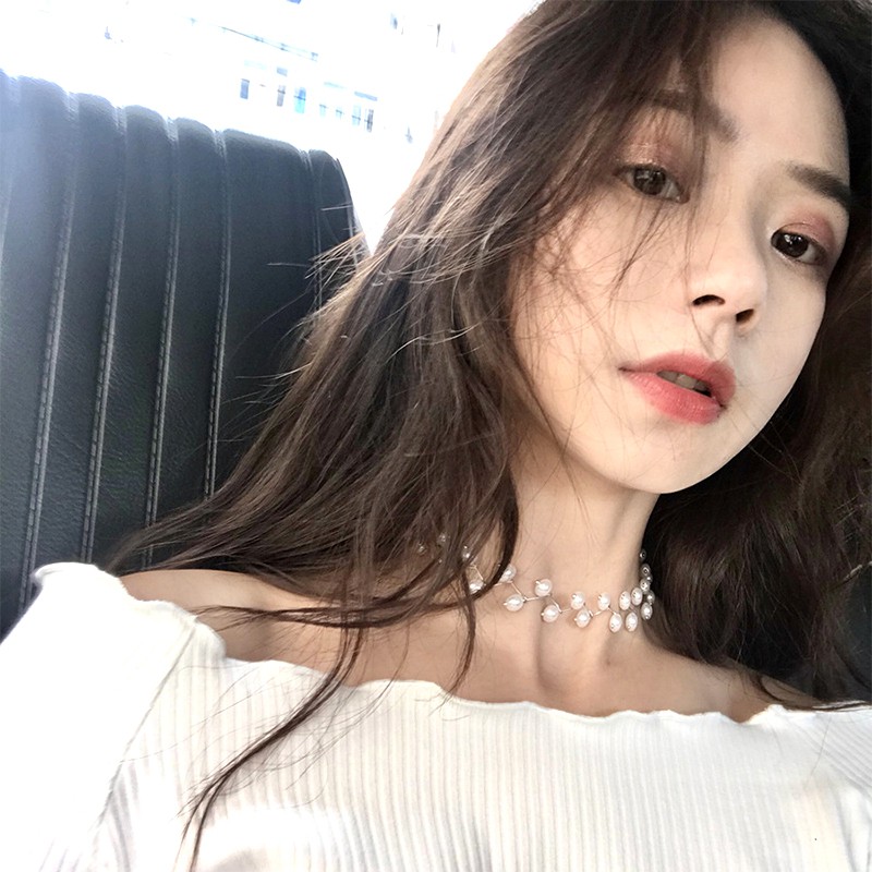 Vòng cổ choker ziczac phối hạt sang cá tính VC132