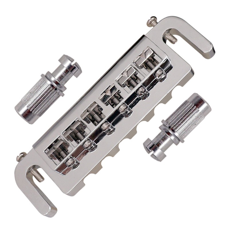 Pro 52.5mm Pigtail Style Adjustable Wraparound Bridge Tailpiece for Les Paul Style Electric Guitar, Sier