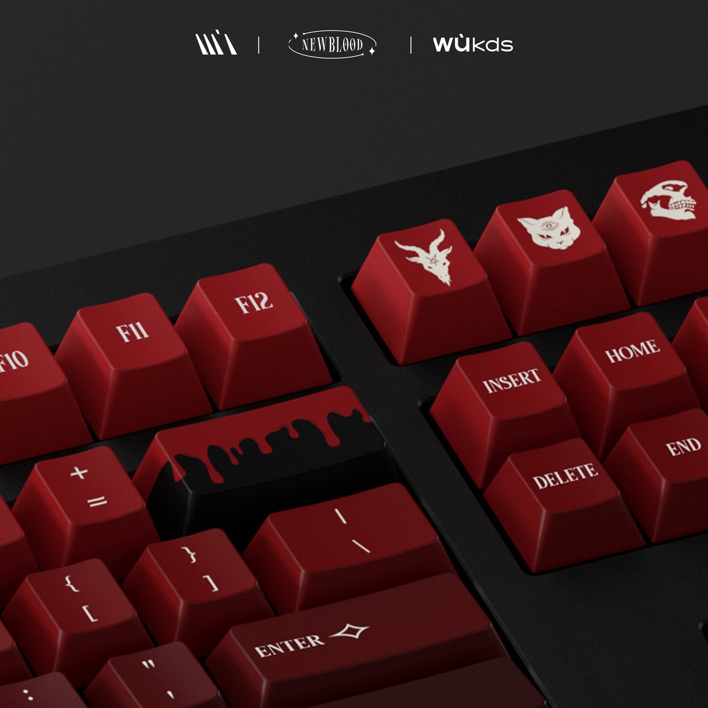 WUKDS MỚI BLOOD Keycaps 150 Phím PBT Thuốc nhuộm thăng hoa Keycaps Cherry Profile Keycaps dành cho Bàn phím cơ Cherry Gateron MX Công tắc