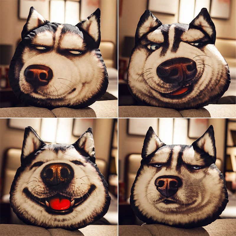 🐻🐻Gối Sofa hình chó Husky 3D dễ thương