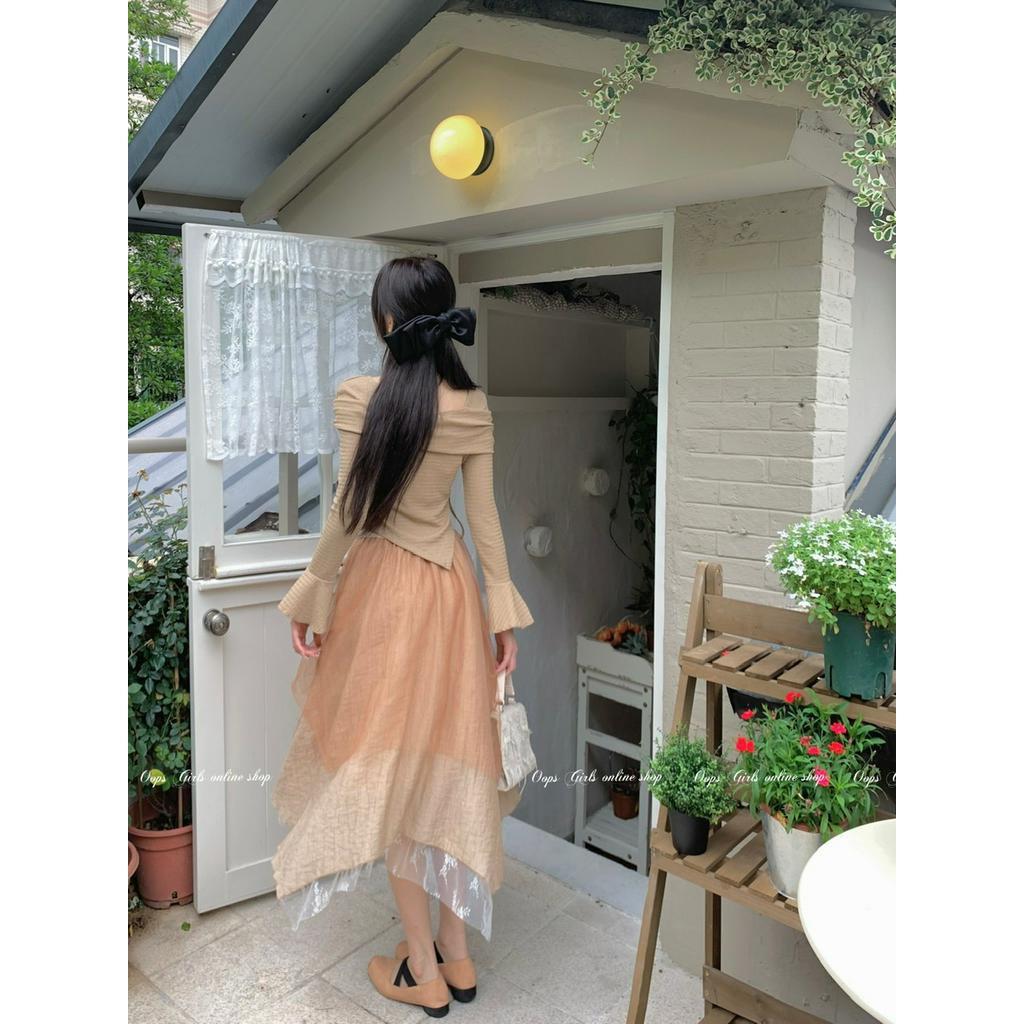 Set Áo Lửng Và Chân Váy Lưới Phong Cách Trung Hoa Mới
