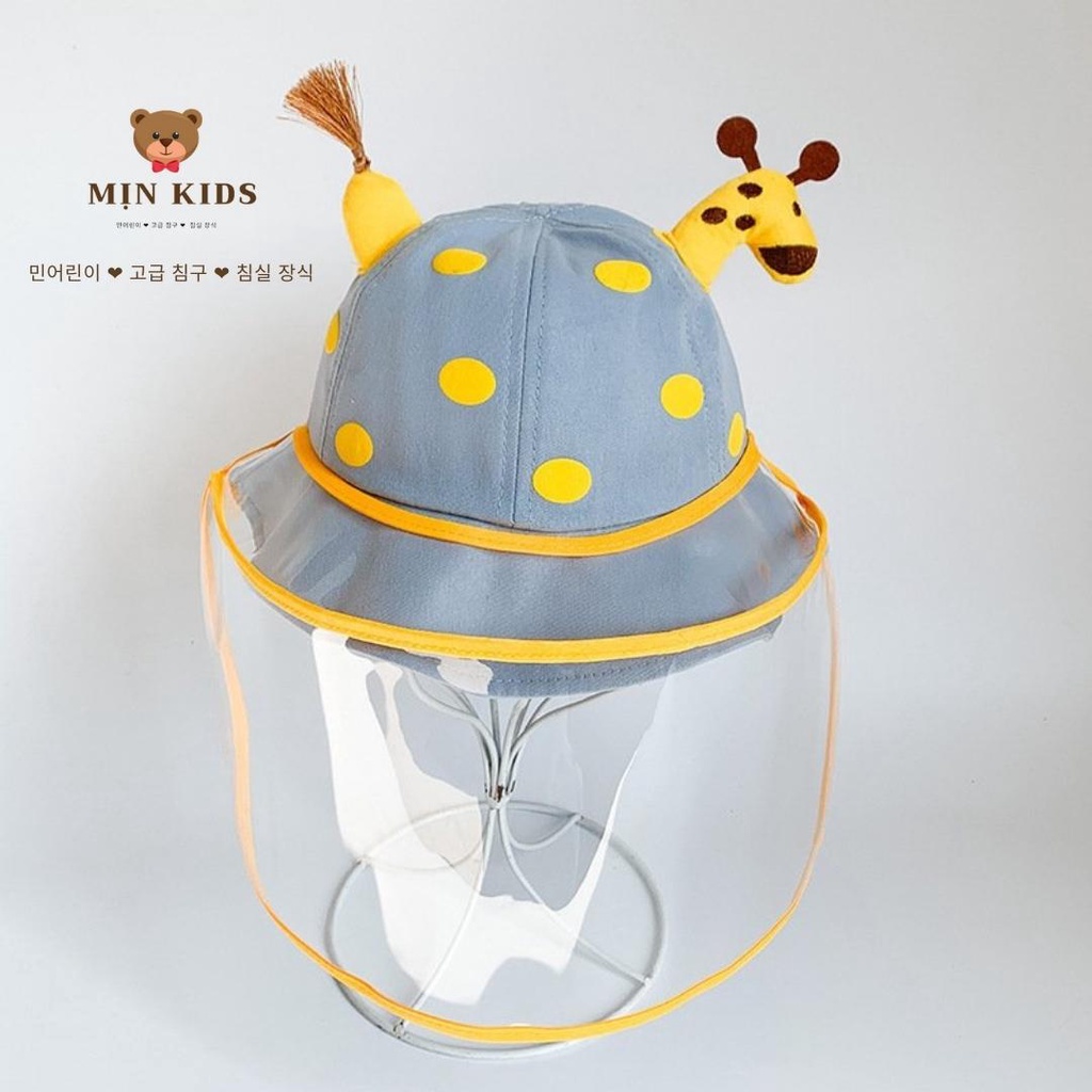 Mũ chống giọt bắn cho bé, chống dịch, chống nắng, Mũ MỊN KIDS sử dụng tấm chắn có thể tháo dời tiện lợi