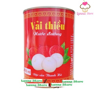 Vải thiều ngâm đóng lon thanh hà - lon 580gr