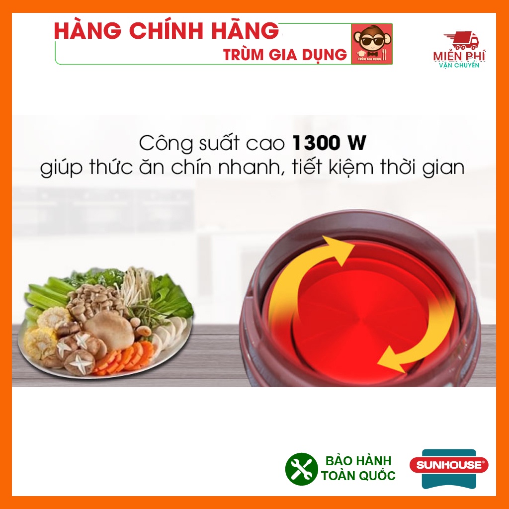 Nồi lẩu điện Sunhouse 3,5L SH535, Nồi lẩu Sunhouse SH535 bảo hành chính hãng toàn quốc 1 năm bởi Trùm Gia Dụng