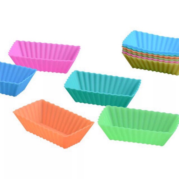 COMBO 10 Khuôn silicon hình chữ nhật làm bánh Mix màu