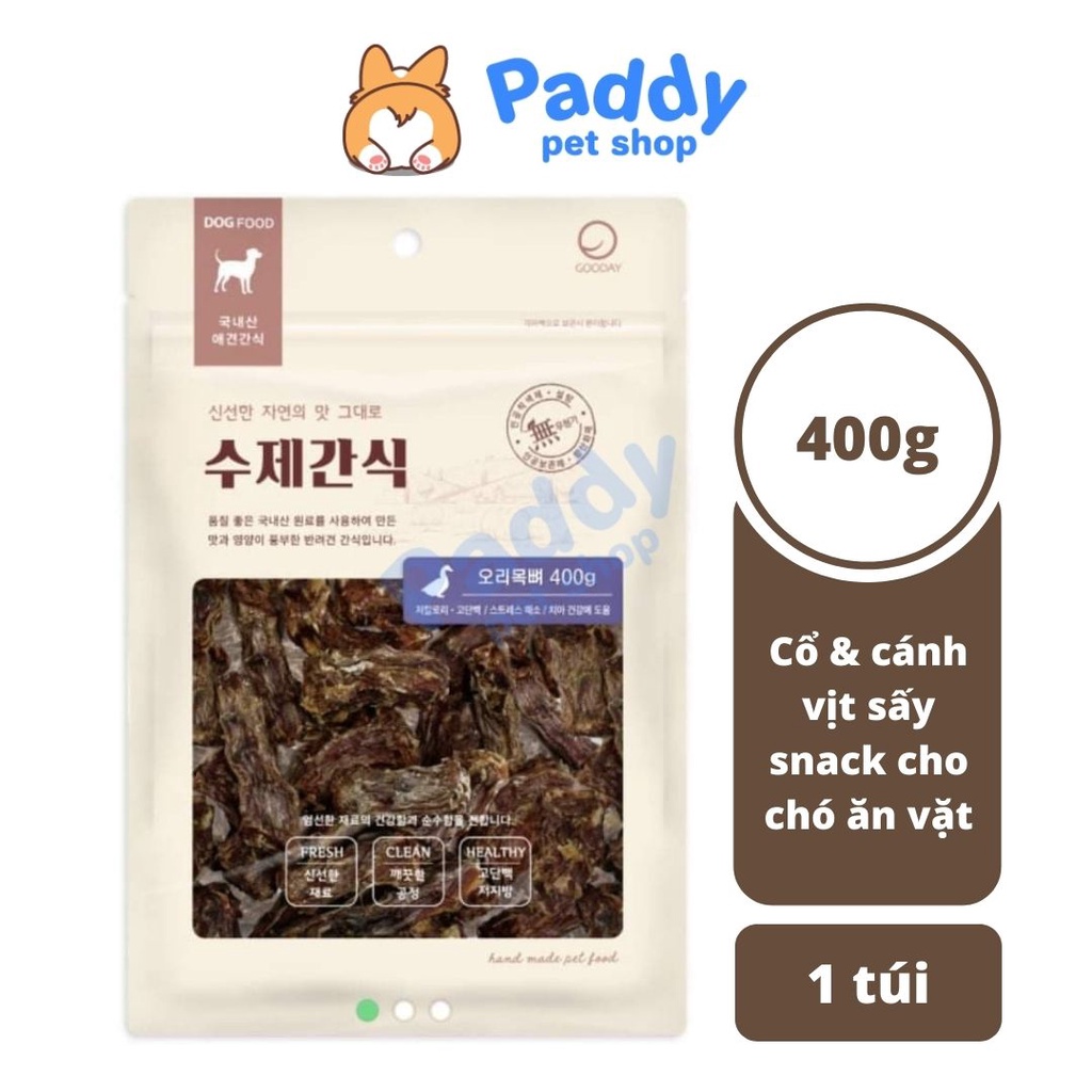 Cổ &amp; Cánh Vịt Sấy Gooday Snack Cho Chó 400g (Nhập khẩu Hàn Quốc)