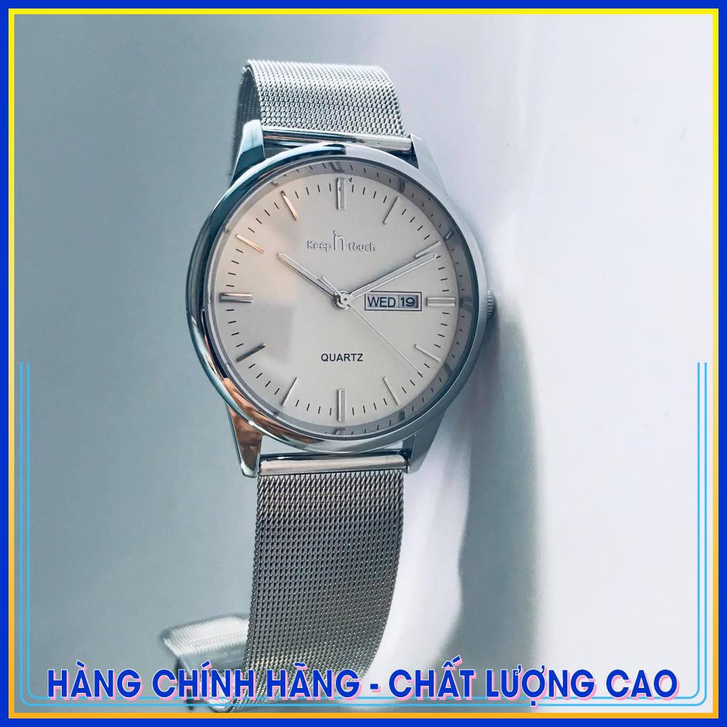 (Plazavn nhập khẩu) Đồng hồ nam dây thép lưới Keep In Touch 8040 chống nước chống xước chống gỉ