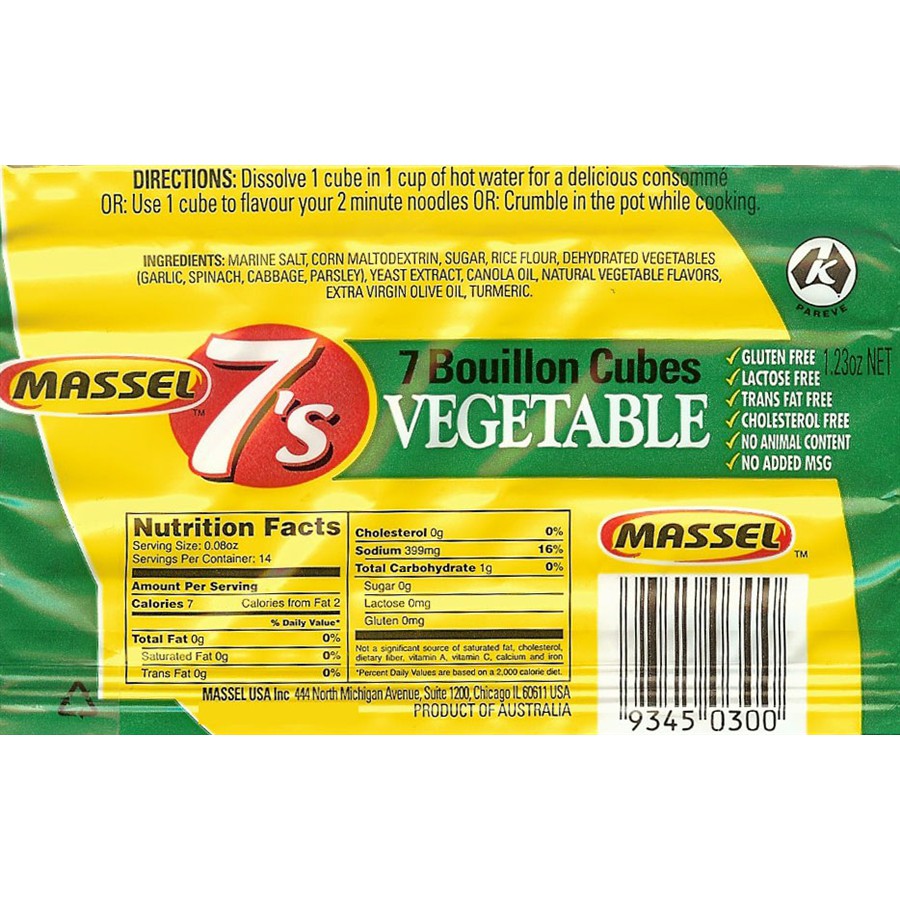 [COMBO 5 THANH] Viên nêm gia vị vị rau củ Massel - Vegetable stock cubes - Thanh 35g