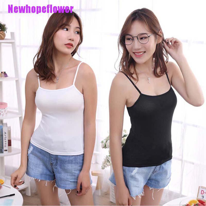 Áo Thun Cổ Tròn Hai Dây Màu Sắc Đơn Giản Cho Nữ