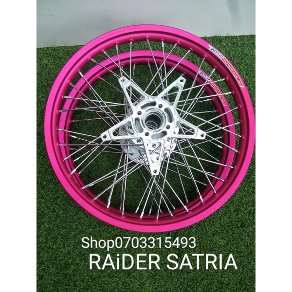 BÁNH CĂM RAIDER SATRiA Căm Đùm Mạ Crôm loại 1 Niền nhôm YOKO Đen 1.4 1.6 Kèm Pat Ngôi Sao Gắn Vừa RAIDER SATRiA