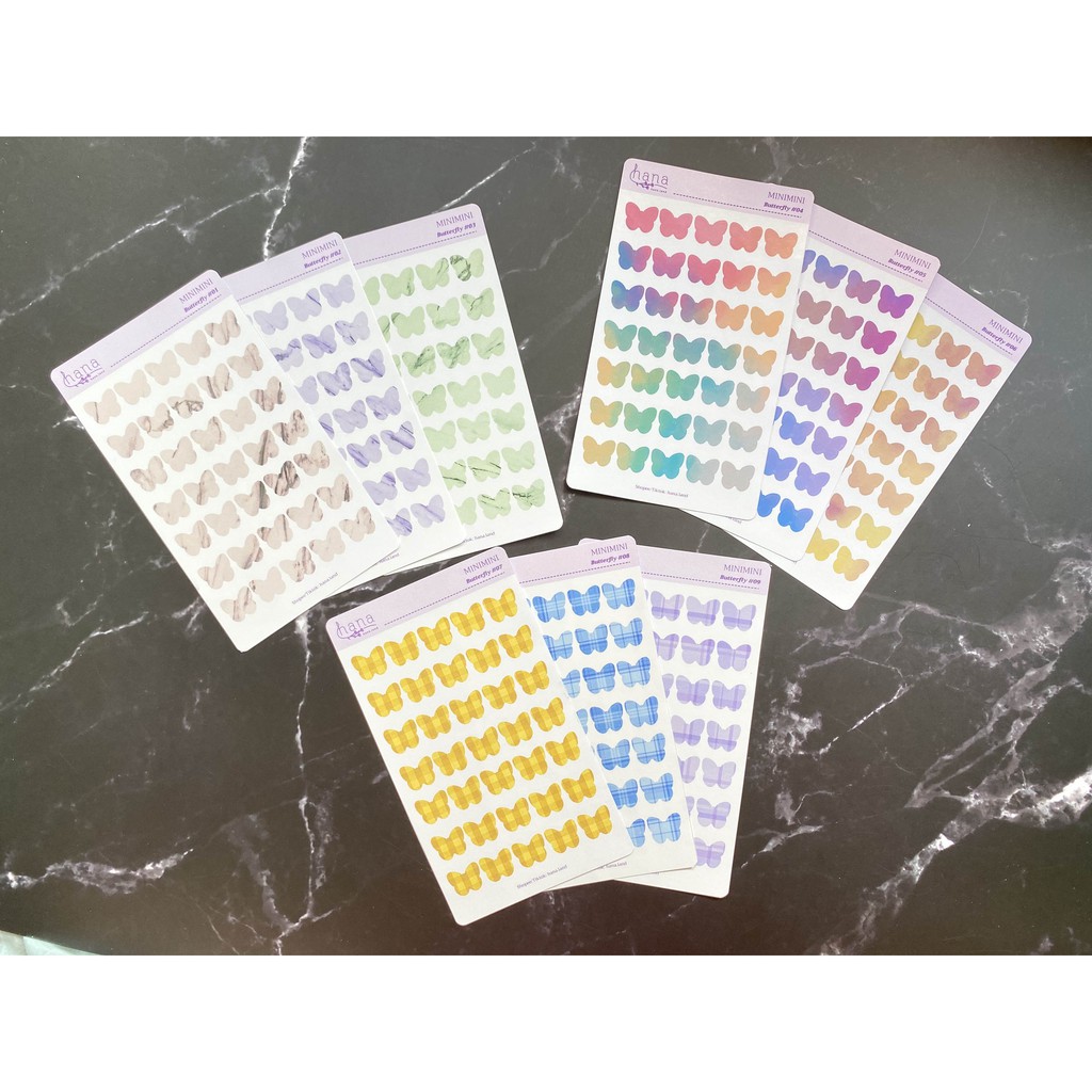 [Mini Butterfly] 1 set 3 tờ sticker decal hình bướm MiniMini nhiều màu sắc _ #hana.land