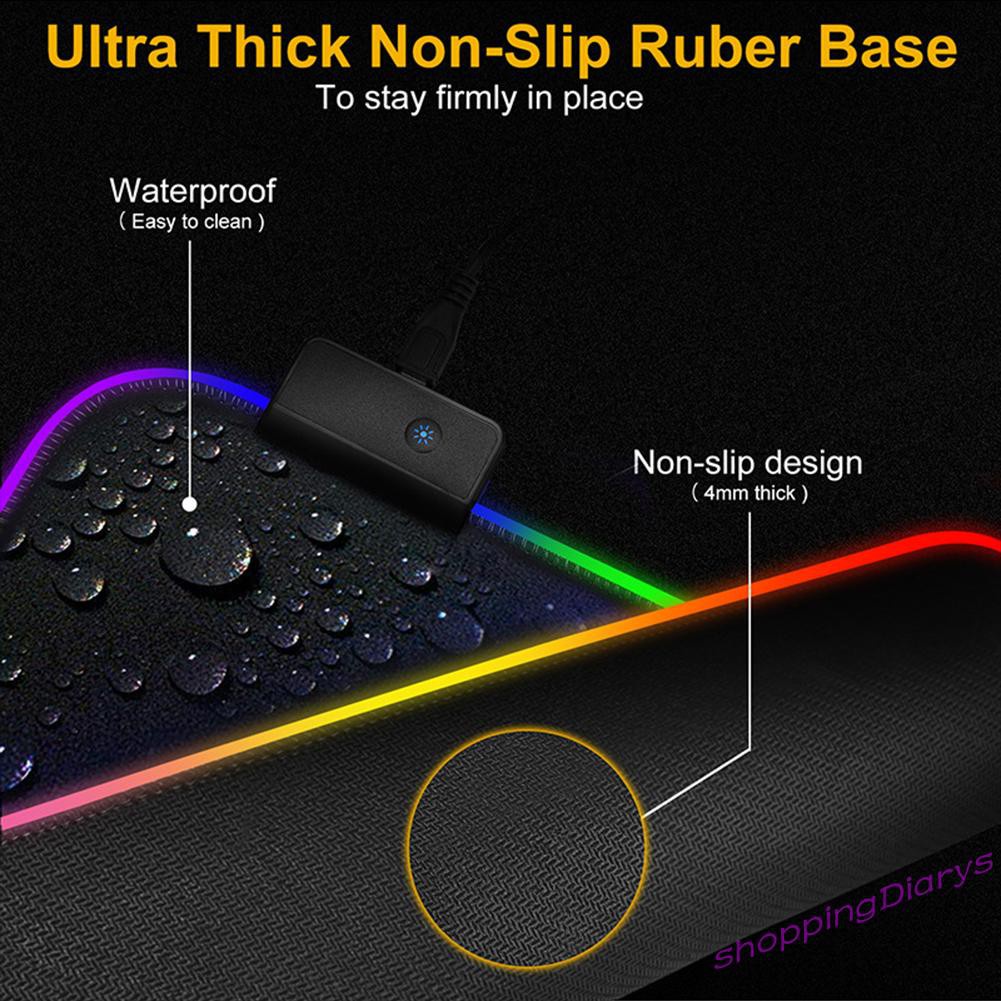 ✤Sh✤ Gaming Mouse Pad Computer RGB LED Luminous Mousepad Carpet PC Desk Play Mat