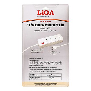 Ổ cắm Lioa công suất lớn (4 lỗ 2 chấu, dây 2.5m)