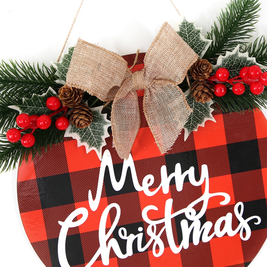 Bảng Treo Cửa Chào Mừng Bằng Nhựa 28.5cm Có Đèn LED Hình Tròn In Chữ Độc Đáo Trang Trí Giáng Sinh