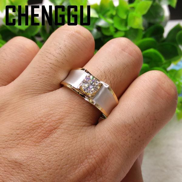 Nhẫn Nam Mạ Vàng 18k Đính Đá Quý Hình Vuông 1 Carat Vàng 18k