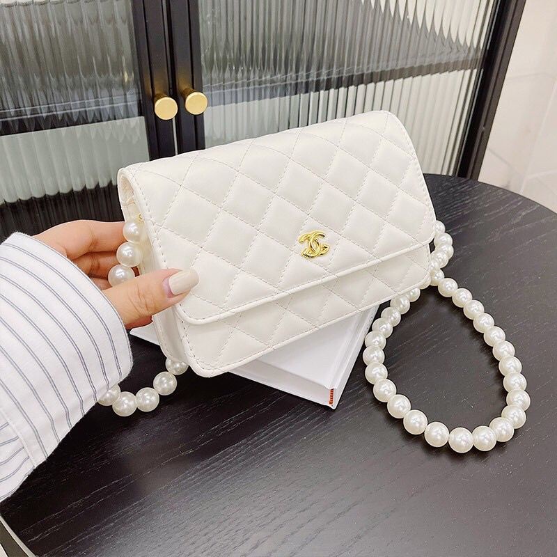 Túi đeo chéo nữ tặng kèm dây ngọc đi chơi đi làm sang chảnh túi ka tun dây ngọc