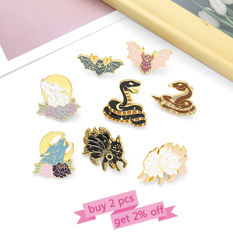 Ghim Cài Áo Hình Động Vật Bằng Men Màu Trắng Đen