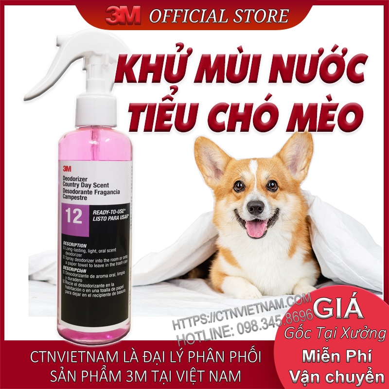 Xịt Khử Mùi Nước Tiểu Chó, Mèo 3M 12L Deodorizer Chính Hãng